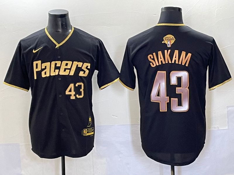Men 2025 Indiana Pacers 43 Siakam Black Joint Name NBA Jersey style 3